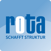 Quadratisches blaues Logo von rota GmbH & Co KG