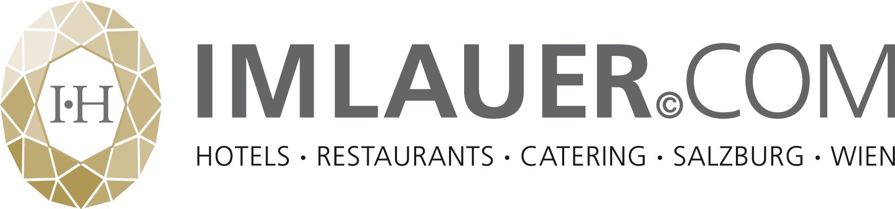 Goldenes ovales Logo mit schwarzem Schriftzug von Imlauer Hotels und Restaurants